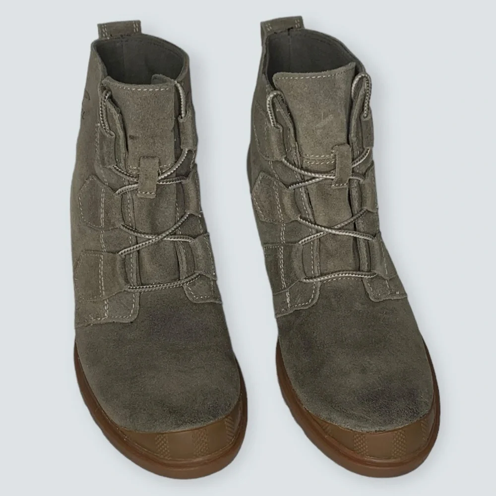 Sorel Wedges in Taupe Suede with Gum Soles